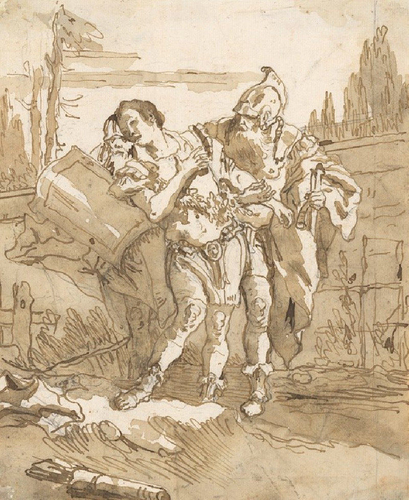 Giovanni Domenico Tiepolo reprodukcija Rinaldo Persuaded by Ubaldo and Guelfo to Abandon Armida (mid-18th–late 18th century),...