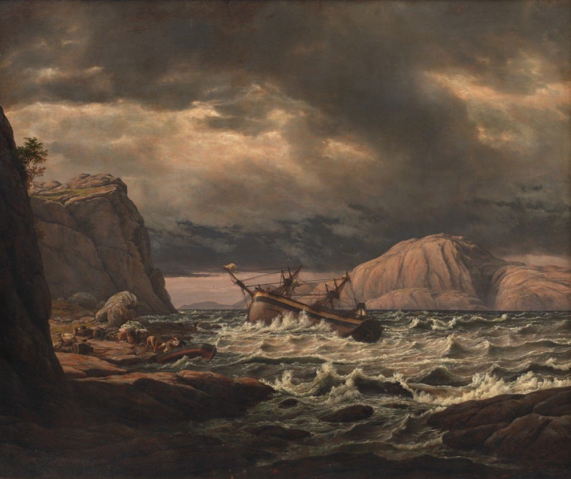 A Shipwreck on the Coast of Norway (1831 – 1832) reproduction of painting by Johan Christian Dahl. ALL GICLEE PRINTS