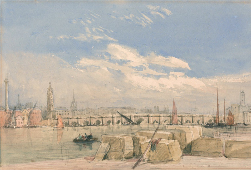 London Bridge (before 1831) reproduction of painting by David Cox. ALL GICLEE PRINTS