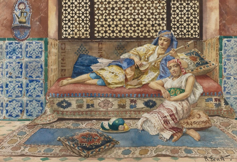 Harem song reproduction of painting by Rudolf Ernst. ALL GICLEE PRINTS