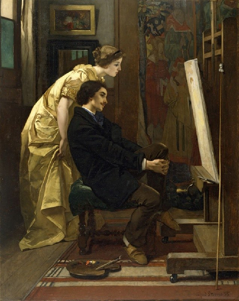 The Painter and His Model (1855) reproduction of painting by Alfred Stevens. ALL GICLEE PRINTS