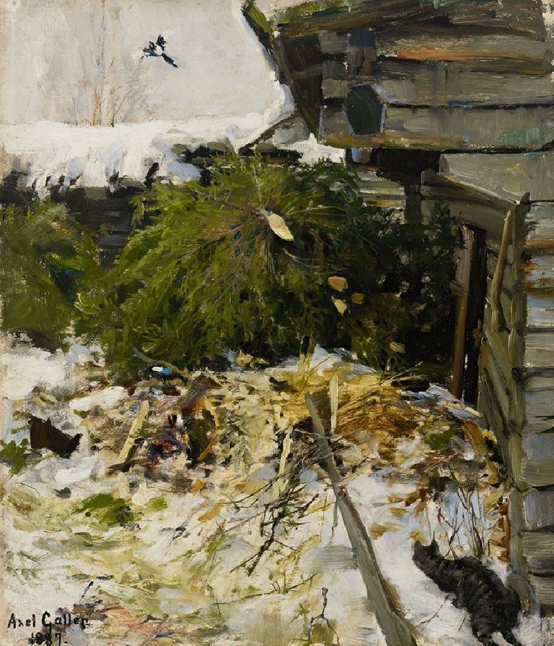 Spruces in a Farmyard (1887) reproduction of painting by Akseli Gallen-Kallela. ALL GICLEE PRINTS