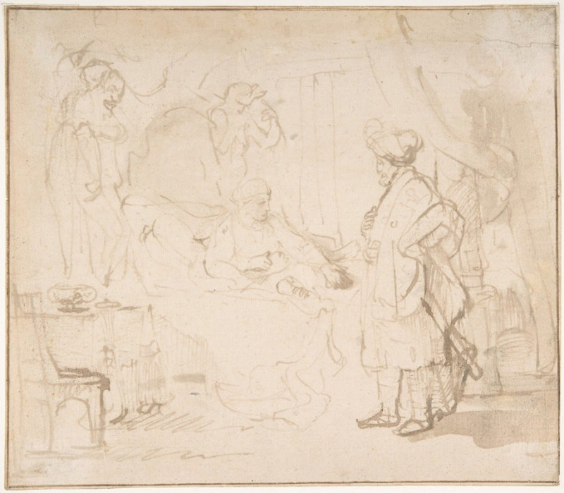 Potiphar’s Wife Accusing Joseph Before her Husband (1620–69) reproduction of painting by Rembrandt van Rijn. ALL GICLEE PRINTS