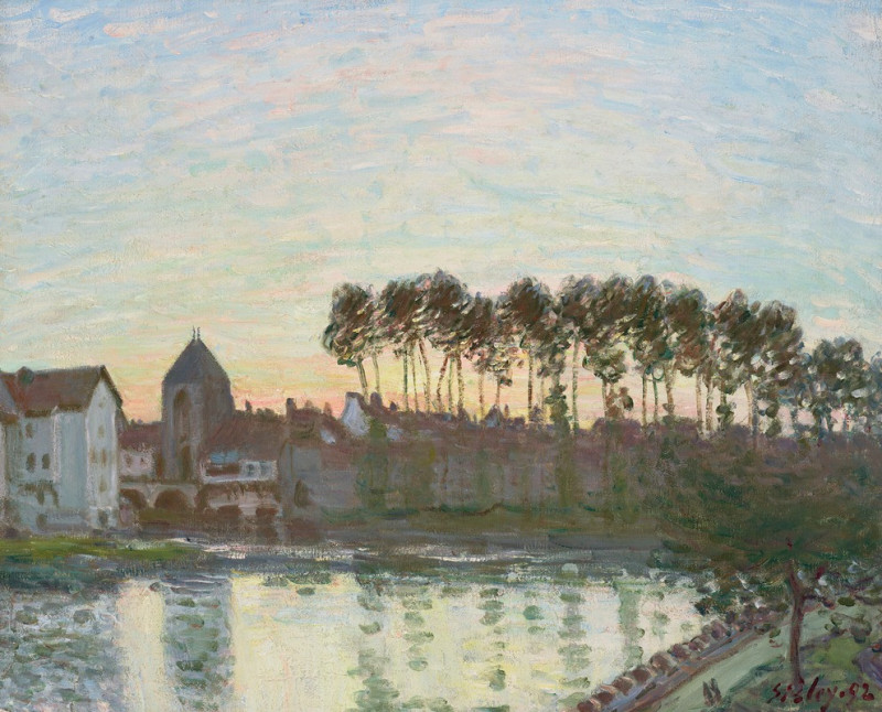 Moret-sur-Loing au soleil couchant (1892) reproduction of painting by Alfred Sisley. ALL GICLEE PRINTS