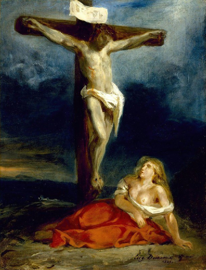 Saint Mary Magdalene At The Foot Of The Cross (1829) reproduction of painting by Eugène Delacroix. ALL GICLEE PRINTS