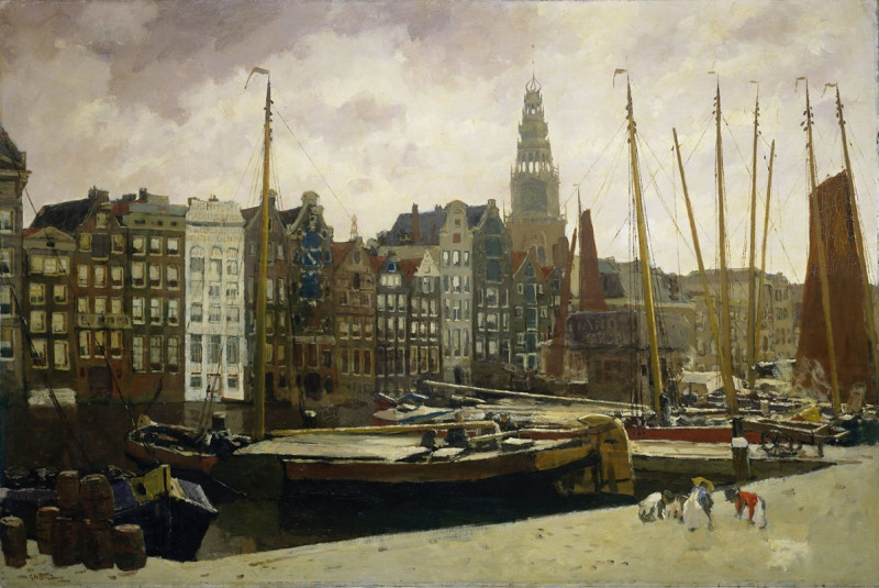 The Damrak, Amsterdam (1903) reproduction of painting by George Hendrik Breitner. ALL GICLEE PRINTS