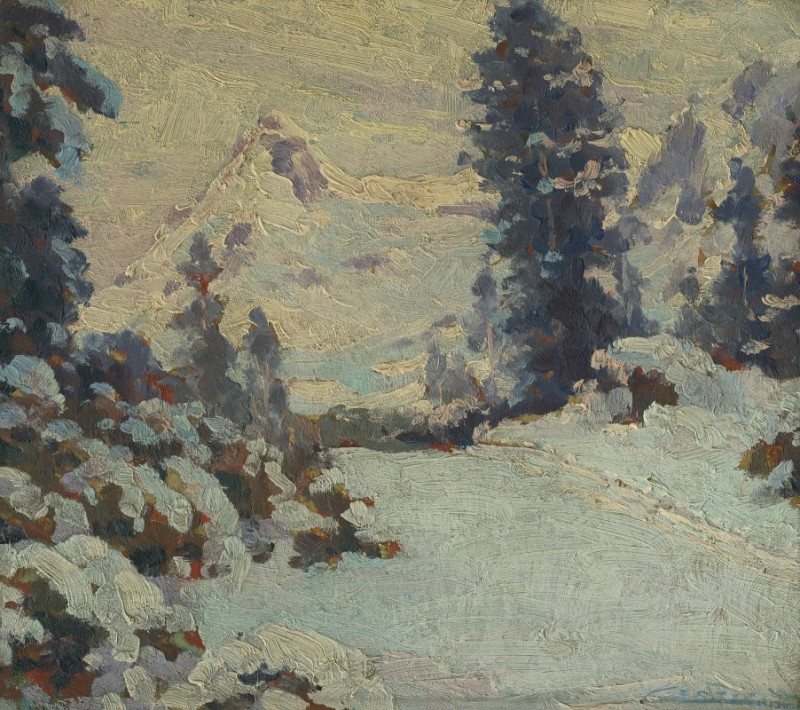 Winter Landscape (1925–1930) reproduction of painting by Ľudovít Čordák. ALL GICLEE PRINTS