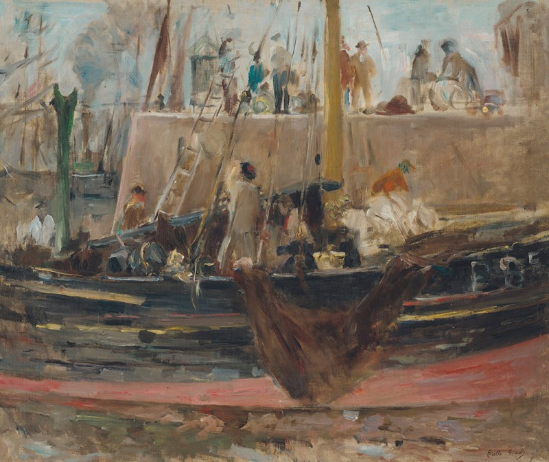 Boats at quay (1886) reproduction of painting by Berthe Morisot. ALL GICLEE PRINTS