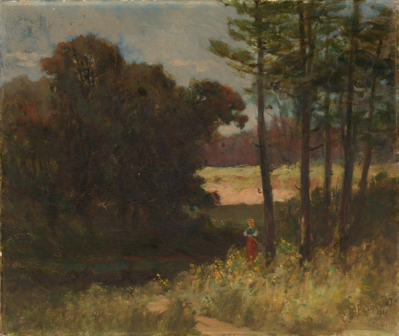 Untitled (landscape with trees and woman) (1894) reproduction of painting by Edward Mitchell Bannister. ALL GICLEE PRINTS