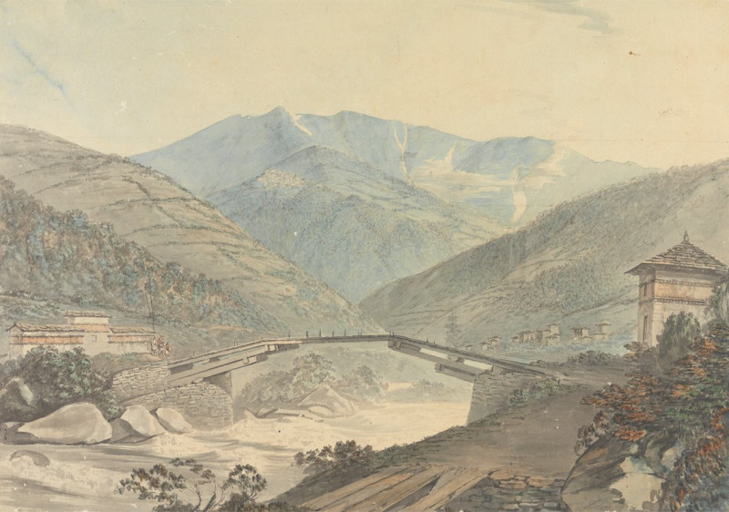 View near Tassisudon [Tashicho Dzong] in Bhutan (1783) reproduction of painting by Samuel Davis. ALL GICLEE PRINTS