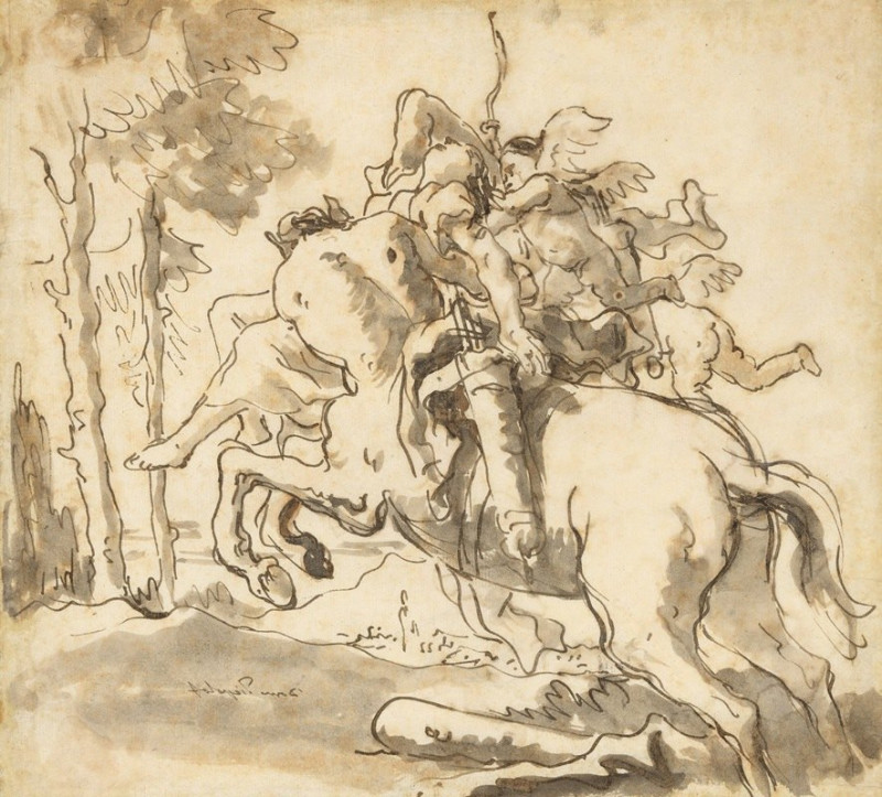 Centaur Carrying Off a Nymph (mid-18th–late 18th century) reproduction of painting by Giovanni Domenico Tiepolo. ALL GICLEE P...