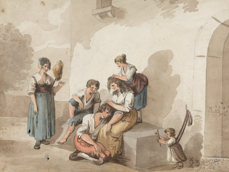 Isaac Weld reprodukcija After Pinnelli (Group of Peasants Outside a House) (1817), VISOS REPRODUKCIJOS , paveikslai, reproduk...