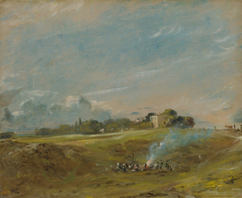 John Constable reprodukcija Hampstead Heath, with a Bonfire (ca. 1822), VISOS REPRODUKCIJOS , paveikslai, reprodukcijos inter...