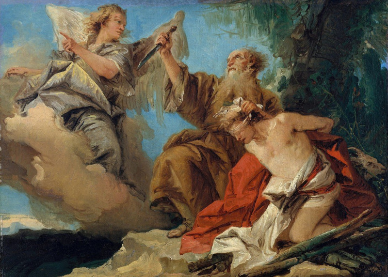 The Sacrifice of Isaac (mid-1750s) reproduction of painting by Giovanni Domenico Tiepolo. ALL GICLEE PRINTS