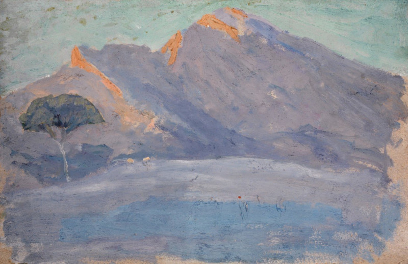 Bare Hills in the Evening Glow reproduction of painting by Ernst Schiess. ALL GICLEE PRINTS