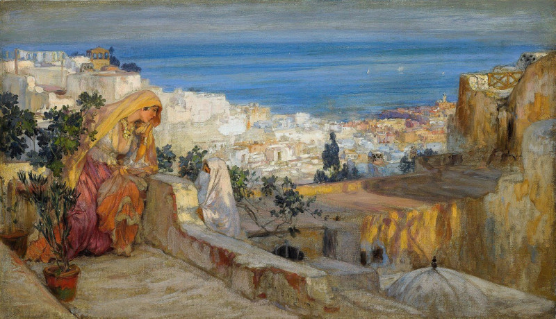 Arab Women On A Rooftop, Algiers Beyond reproduction of painting by Frederick Arthur Bridgman. ALL GICLEE PRINTS