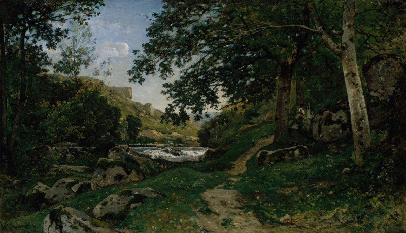 The Rocky Path in the Morvan (Chemin des roches dans le Morvan) (1869) reproduction of painting by Henri-Joseph Harpignies. A...