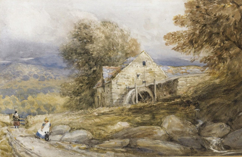 Overshot Mill, North Wales reproduction of painting by David Cox. ALL GICLEE PRINTS