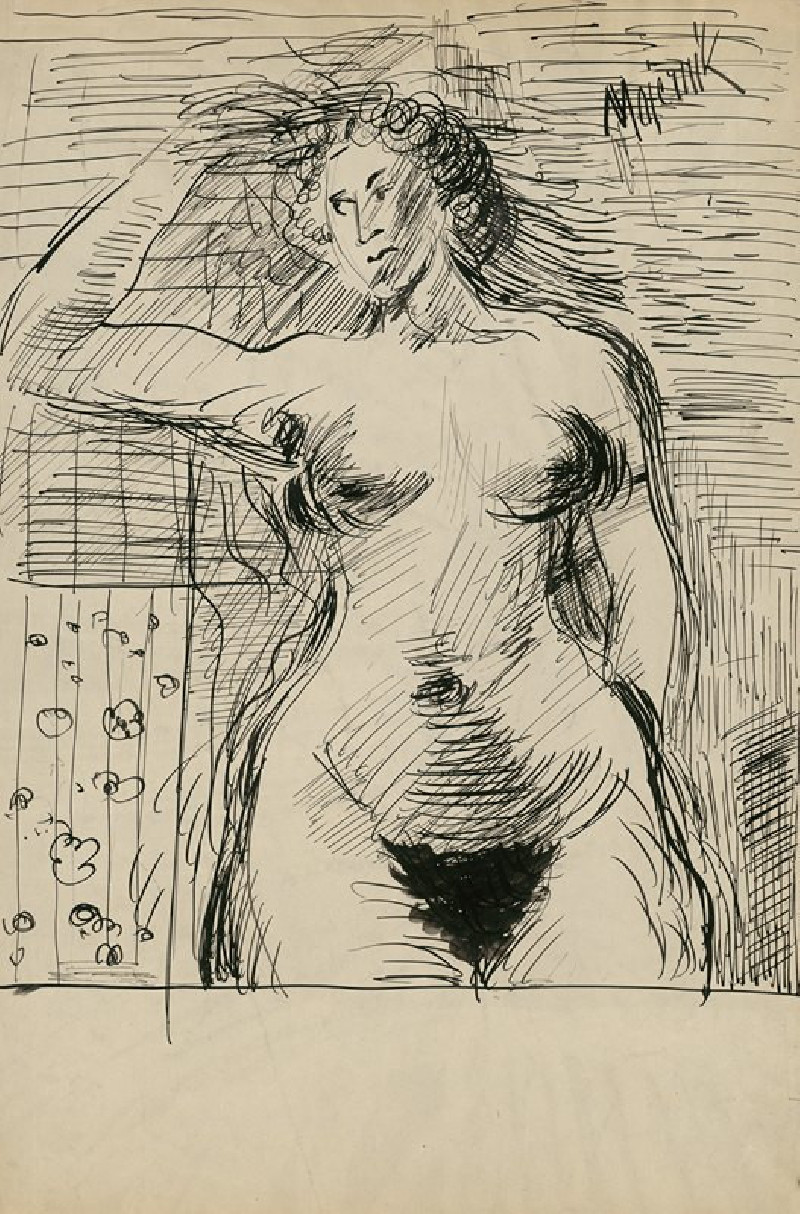 Female Nude (1930–1939) reproduction of painting by Cyprián Majerník. Nude