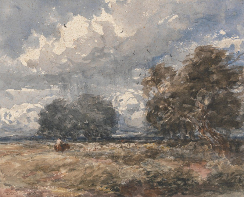 Shepherding the Flock, Windy Day (1848) reproduction of painting by David Cox. ALL GICLEE PRINTS