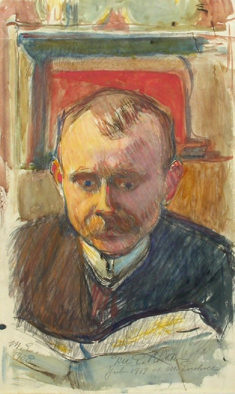 Portrait of Edvard Richter (1908) reproduction of painting by Magnus Enckell. ALL GICLEE PRINTS