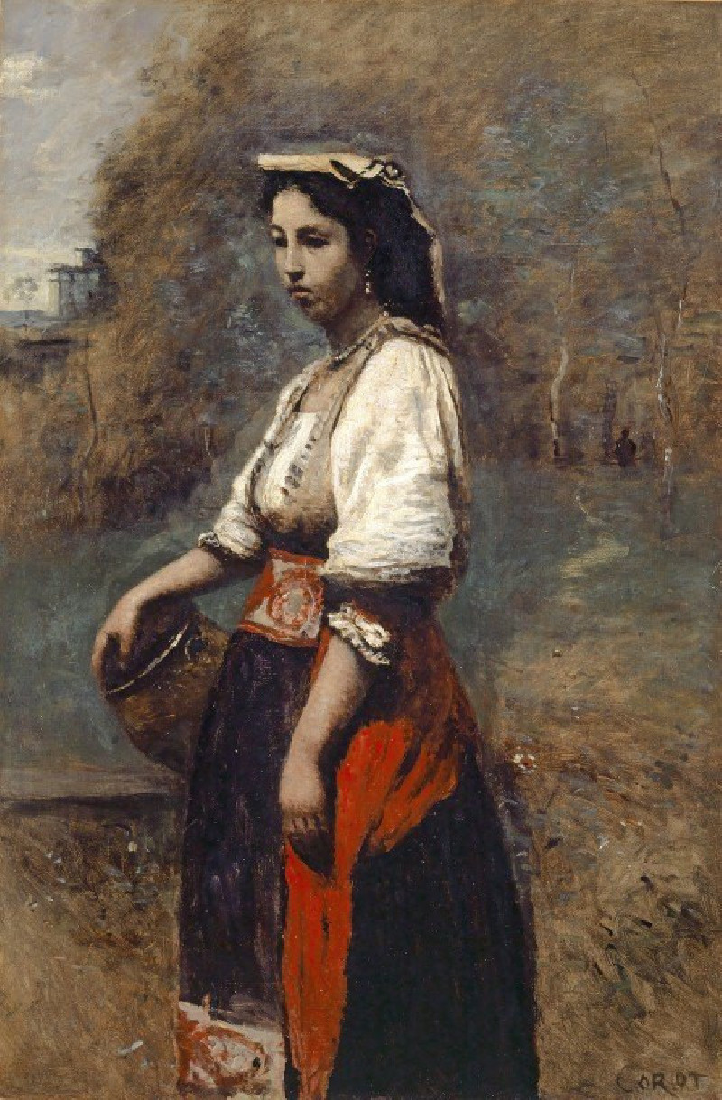 Italian Woman at the Well (1865-1870) reproduction of painting by Jean-Baptiste-Camille Corot. ALL GICLEE PRINTS