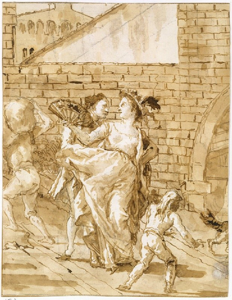 Giovanni Domenico Tiepolo reprodukcija A Flirtation (ca. 1797), VISOS REPRODUKCIJOS , paveikslai, reprodukcijos internetu