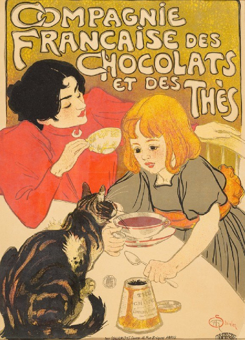 Compagnie Française des Chocolats et des Thés (1895) reproduction of painting by Théophile Alexandre Steinlen. ALL GICLEE PRINTS