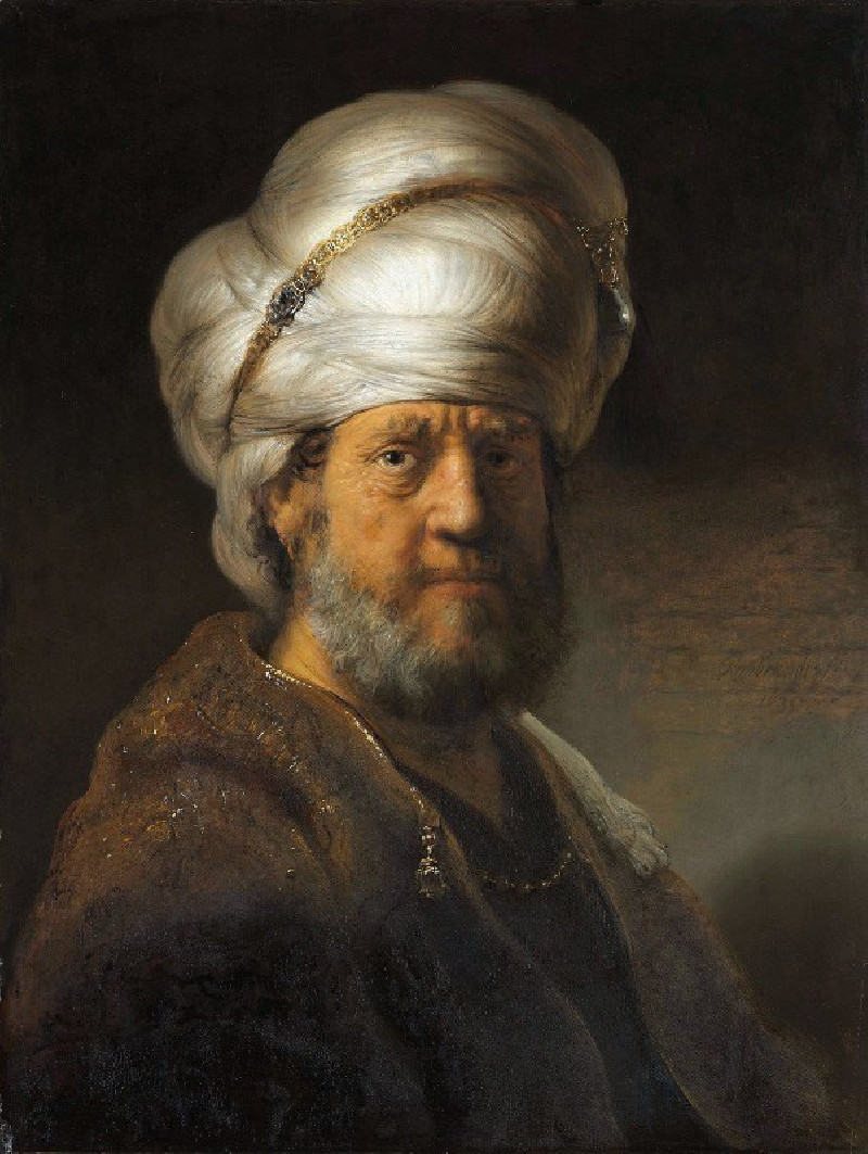 Man in Oriental Clothing (1635) reproduction of painting by Rembrandt van Rijn. ALL GICLEE PRINTS