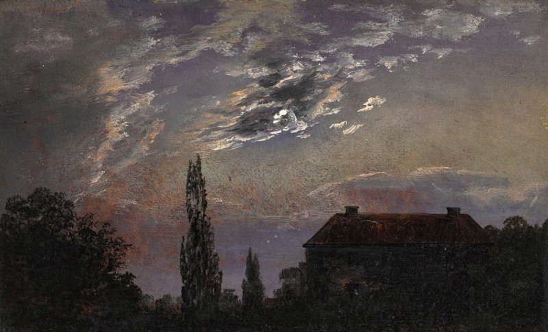 Moonlit Landscape (1832) reproduction of painting by Johan Christian Dahl. ALL GICLEE PRINTS