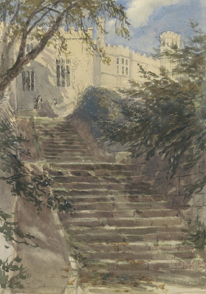 Tuintrap bij Haddon Hall (Derbyshire) (1831 - 1859) reproduction of painting by David Cox. ALL GICLEE PRINTS