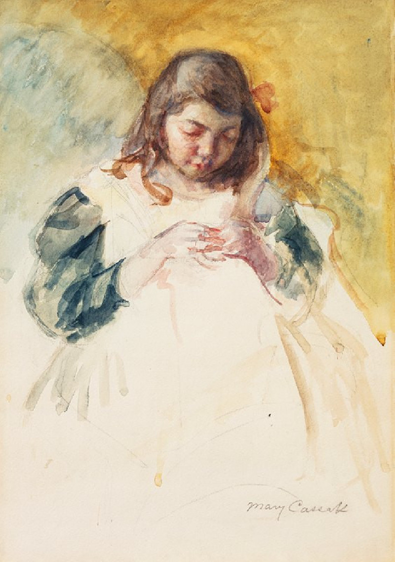 Françoise Sewing (No. 2) (1909) reproduction of painting by Mary Cassatt. ALL GICLEE PRINTS