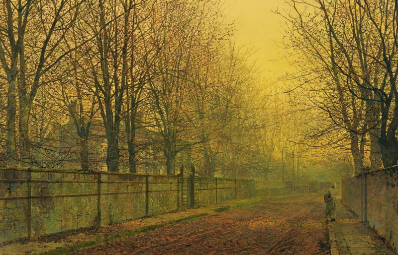 John Atkinson Grimshaw reprodukcija In The Golden Glow Of Autumn (1884), VISOS REPRODUKCIJOS , paveikslai, reprodukcijos inte...