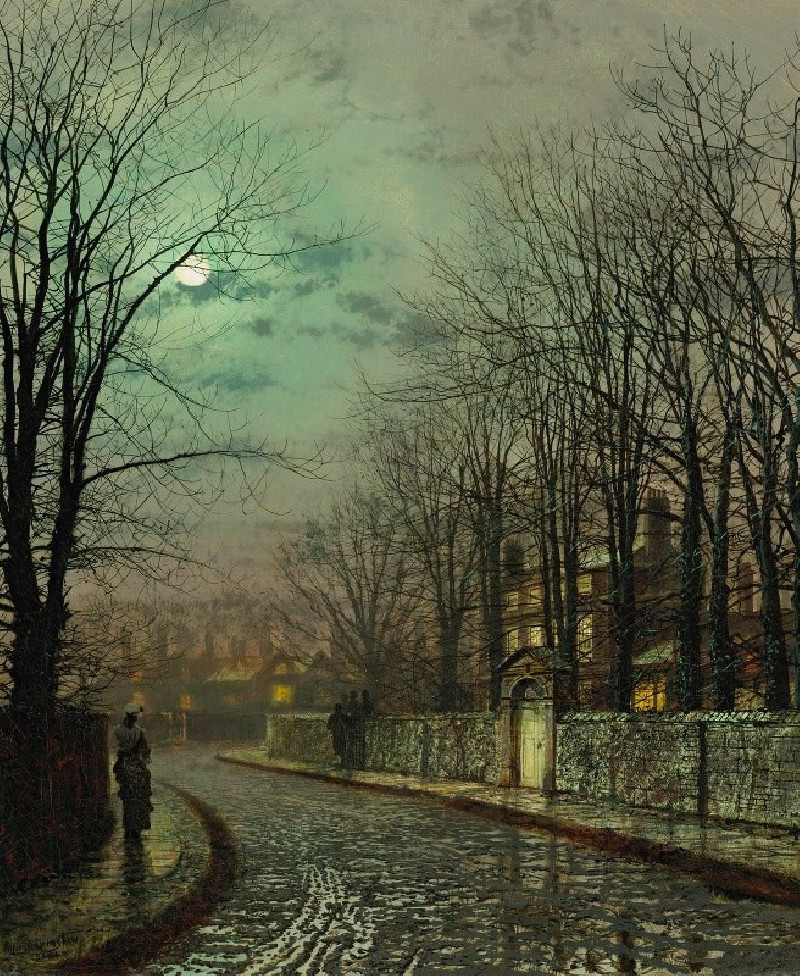 The Tryst (1886) reproduction of painting by John Atkinson Grimshaw. ALL GICLEE PRINTS