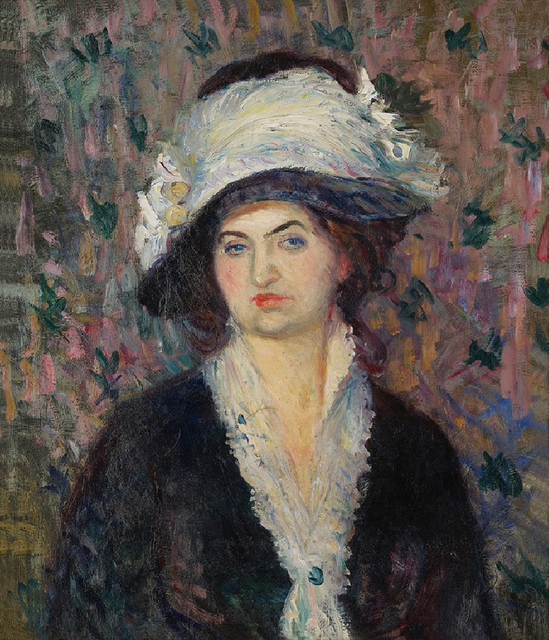 Shop Lady (Woman in a Feathered Hat) (1910) reproduction of painting by William James Glackens. ALL GICLEE PRINTS