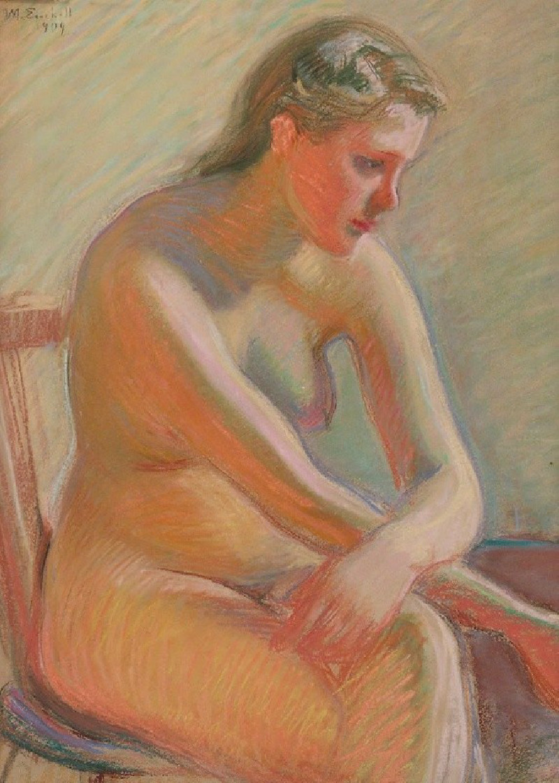 Nude (1909) reproduction of painting by Magnus Enckell. Nude