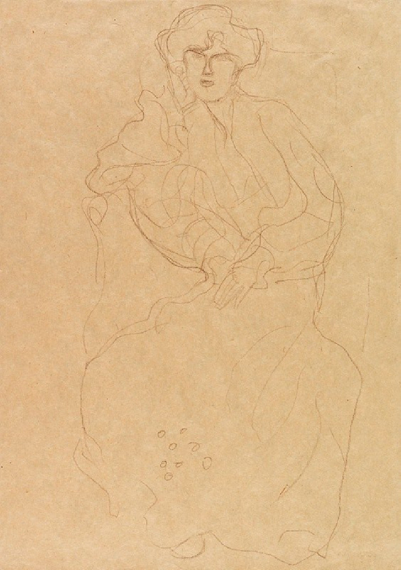 Gustav Klimt reprodukcija Im Lehnstuhl Sitzende von vorne (1904), VISOS REPRODUKCIJOS , paveikslai, reprodukcijos internetu