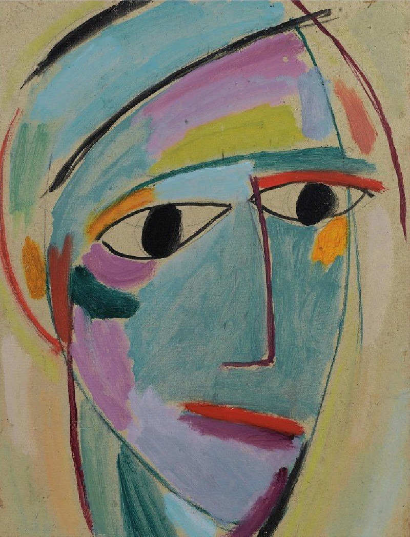 Mystical head, Three-quarter profile (1917) reproduction of painting by Alexej von Jawlensky. ALL GICLEE PRINTS