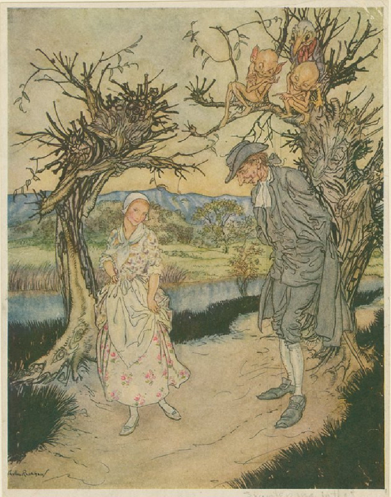 Sauntering along in the twilight reproduction of painting by Arthur Rackham. ALL GICLEE PRINTS