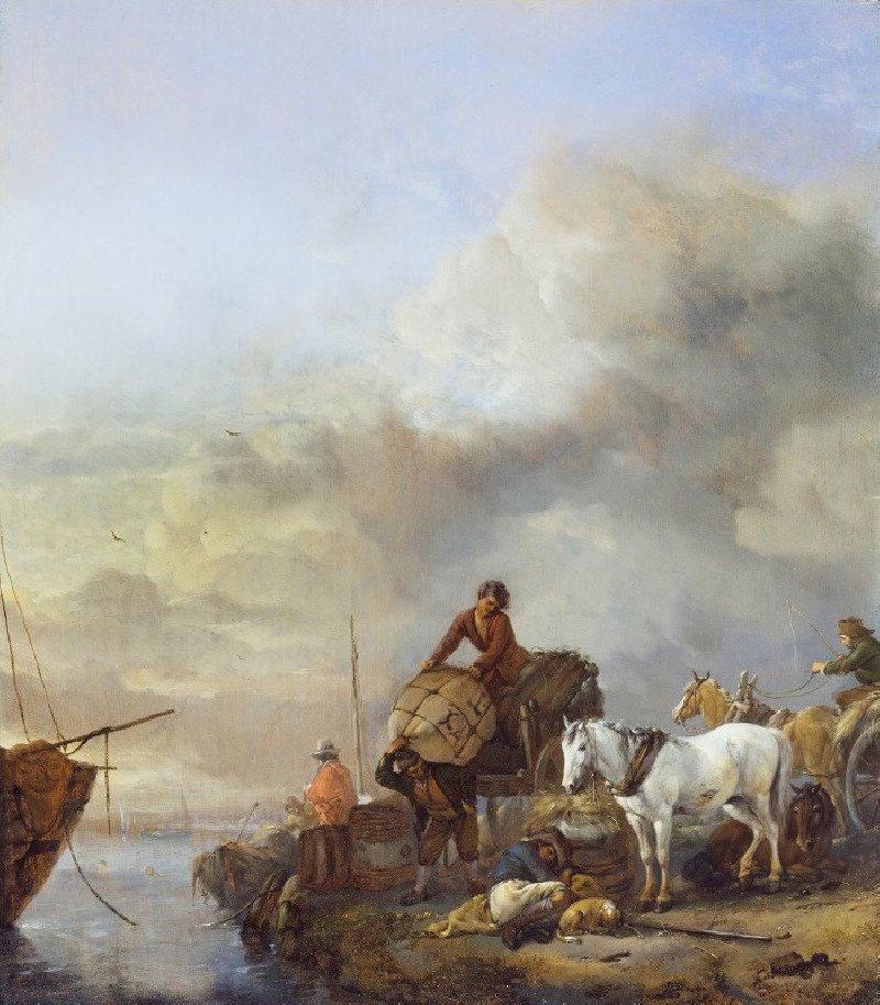 Landing a Boat (before 1650) reproduction of painting by Philips Wouwerman. ALL GICLEE PRINTS