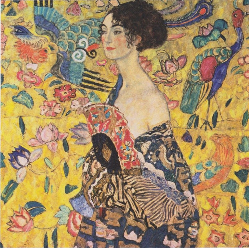 Woman with fan (1917-1918) reproduction of painting by Gustav Klimt. ALL GICLEE PRINTS