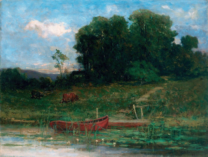 Edward Mitchell Bannister reprodukcija The Farm Landing, VISOS REPRODUKCIJOS , paveikslai, reprodukcijos internetu