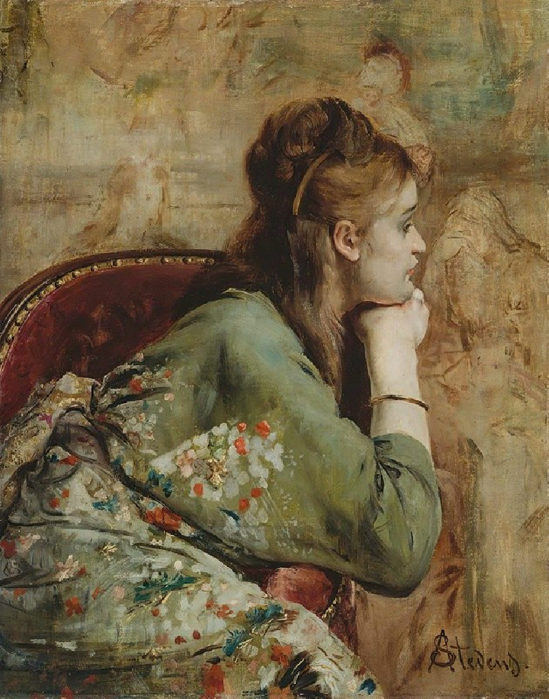 Meditation (circa 1872) reproduction of painting by Alfred Stevens. ALL GICLEE PRINTS