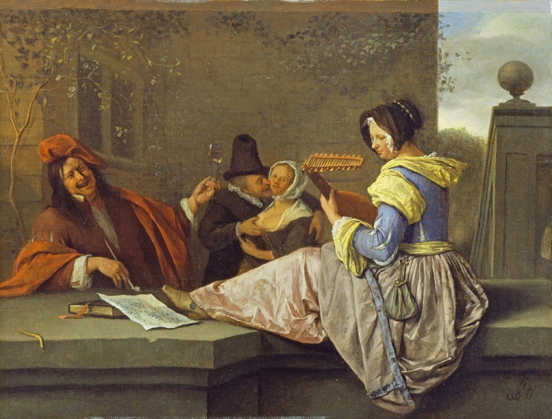 Jan Steen reprodukcija The Lute Player (c. 1670), VISOS REPRODUKCIJOS , paveikslai, reprodukcijos internetu