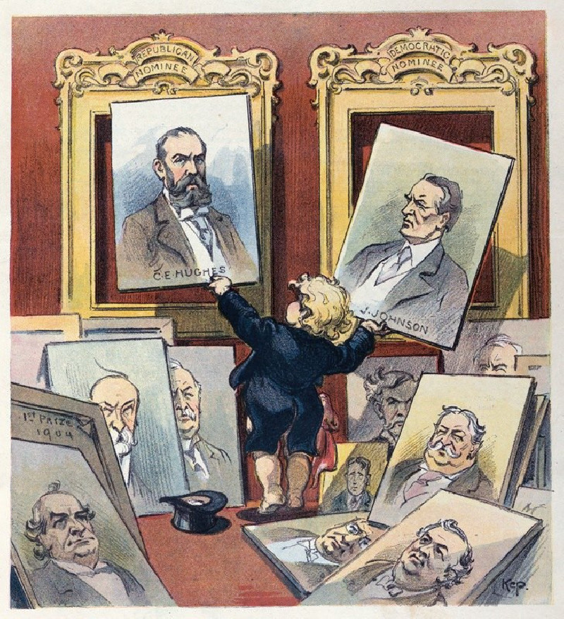 In the political gallery (1908) reproduction of painting by Udo Keppler. ALL GICLEE PRINTS