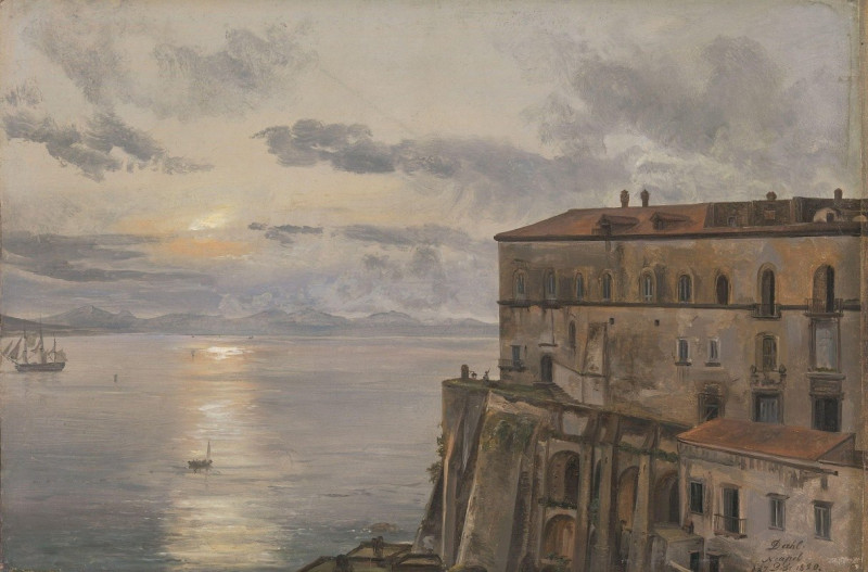 Johan Christian Dahl reprodukcija The Barracks at Pizzofalcone, Naples (1820), VISOS REPRODUKCIJOS , paveikslai, reprodukcijo...