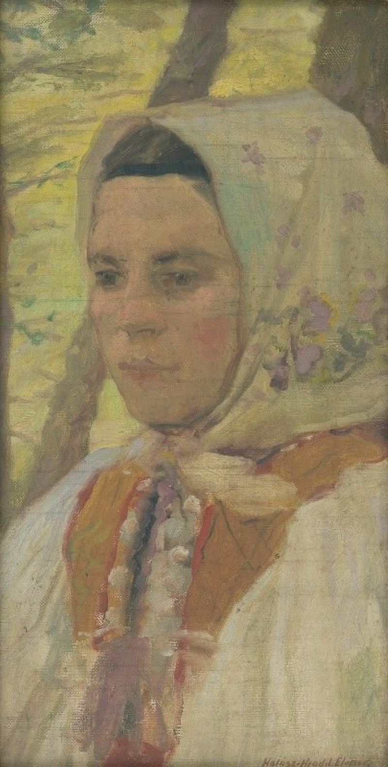 Head of a Seated Girl (1905) reproduction of painting by Elemír Halász-Hradil. ALL GICLEE PRINTS