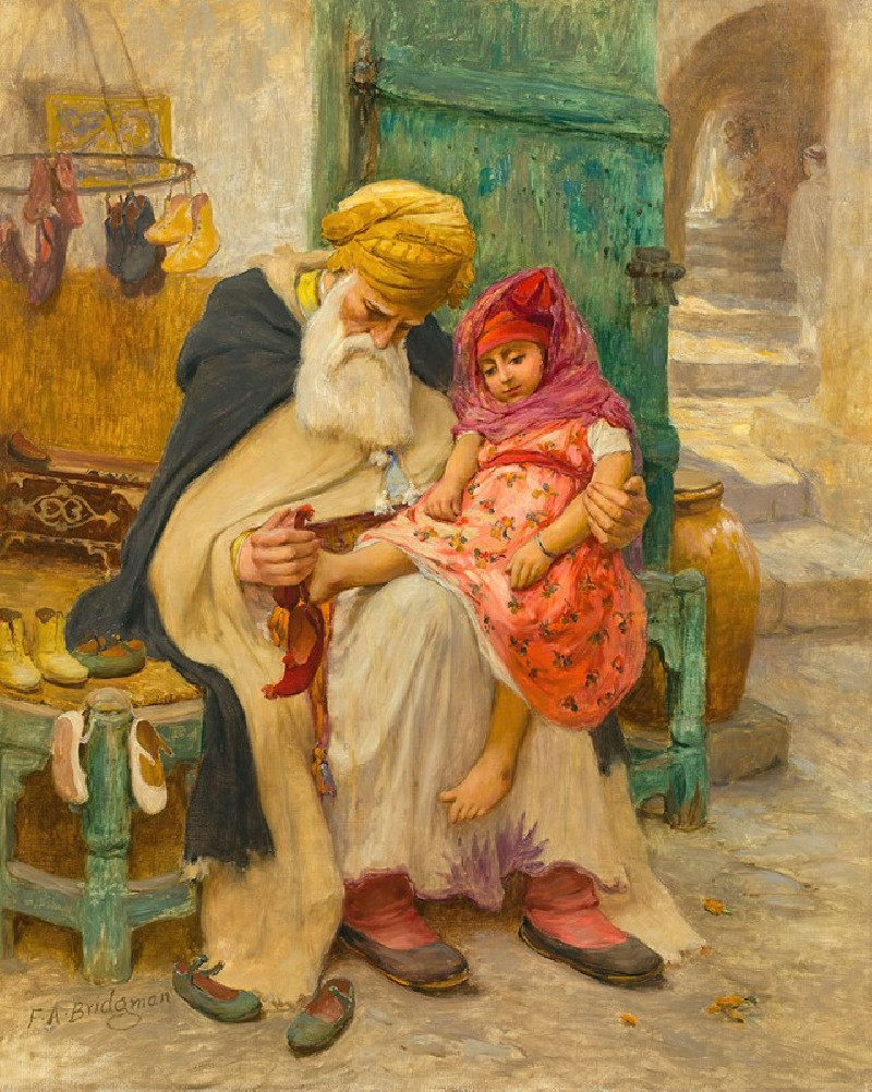 Les babouches reproduction of painting by Frederick Arthur Bridgman. ALL GICLEE PRINTS