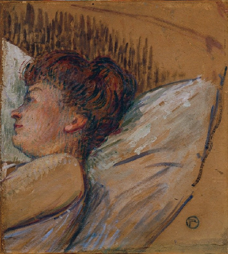 Frau im Bett (1893-1895) reproduction of painting by Henri de Toulouse-Lautrec. ALL GICLEE PRINTS