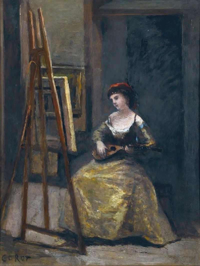 Jean-Baptiste-Camille Corot reprodukcija Jeune Femme Jouant De La Mandoline, VISOS REPRODUKCIJOS , paveikslai, reprodukcijos ...